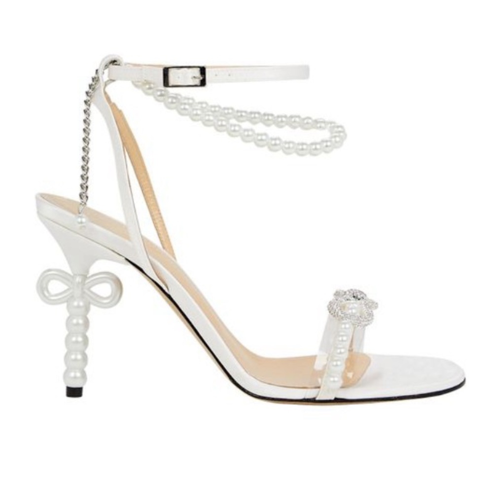 MACH & MACH White Pearl Embellished Heels